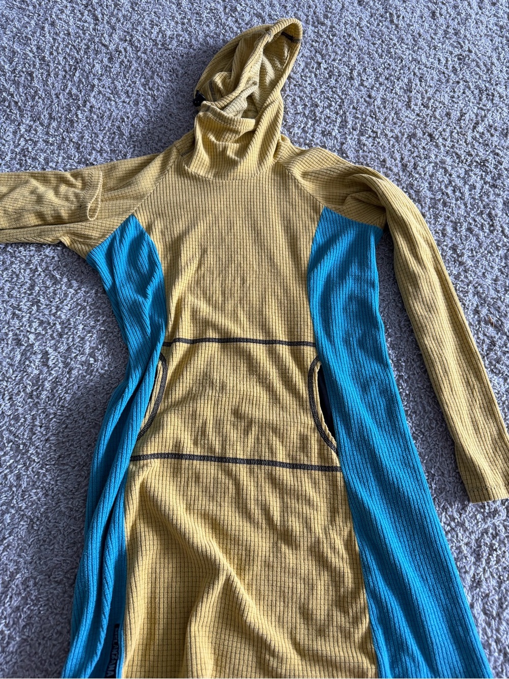 Melanzana Mustard and Teal Hooded Kids One-Piece